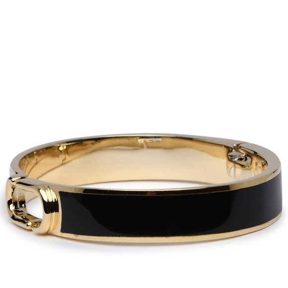 Marc Jacobs Gold & Beige J Marc Hinge Cuff Bracelet NWT - Picture 2 of 4